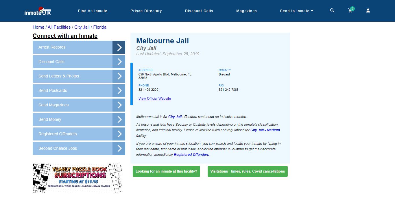 Melbourne Jail | Inmate Locator
